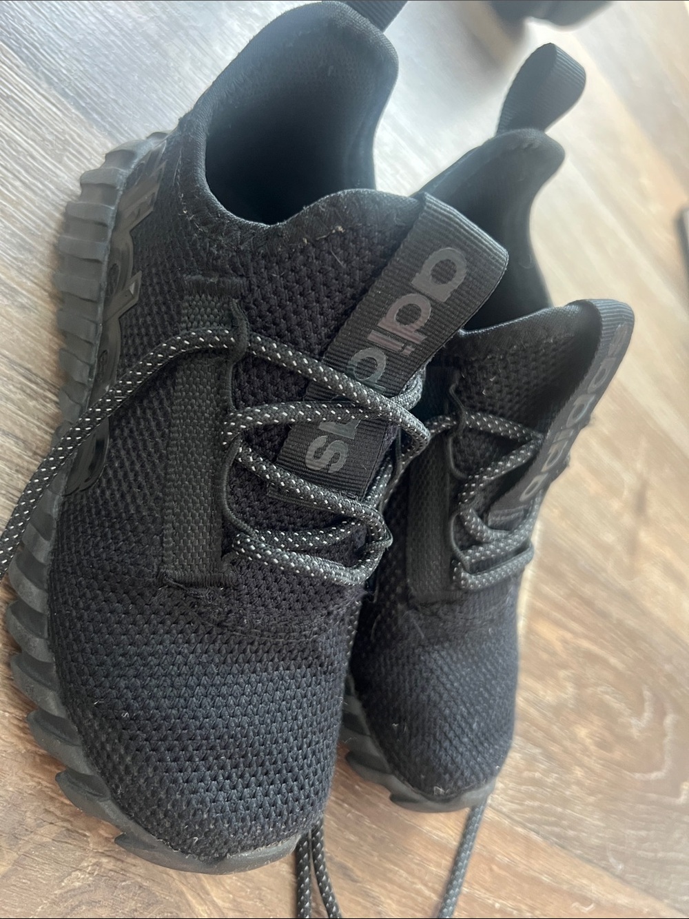 adidas Kids All-Black Knit Athletic Sneakers
